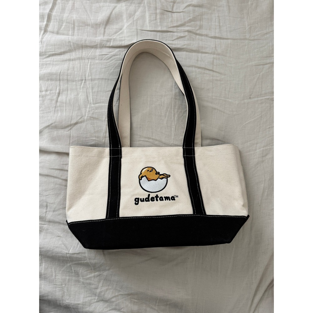 Baggu Sanrio Gudetama Small Heavyweight Embroidered Canvas Tote Bag